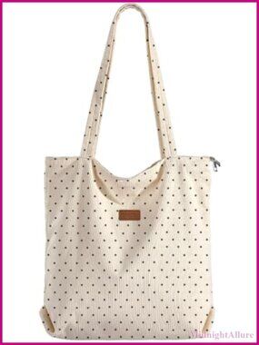 Corduroy Tote Bag with Zipper Large Capacity Shoulder Bag for Women